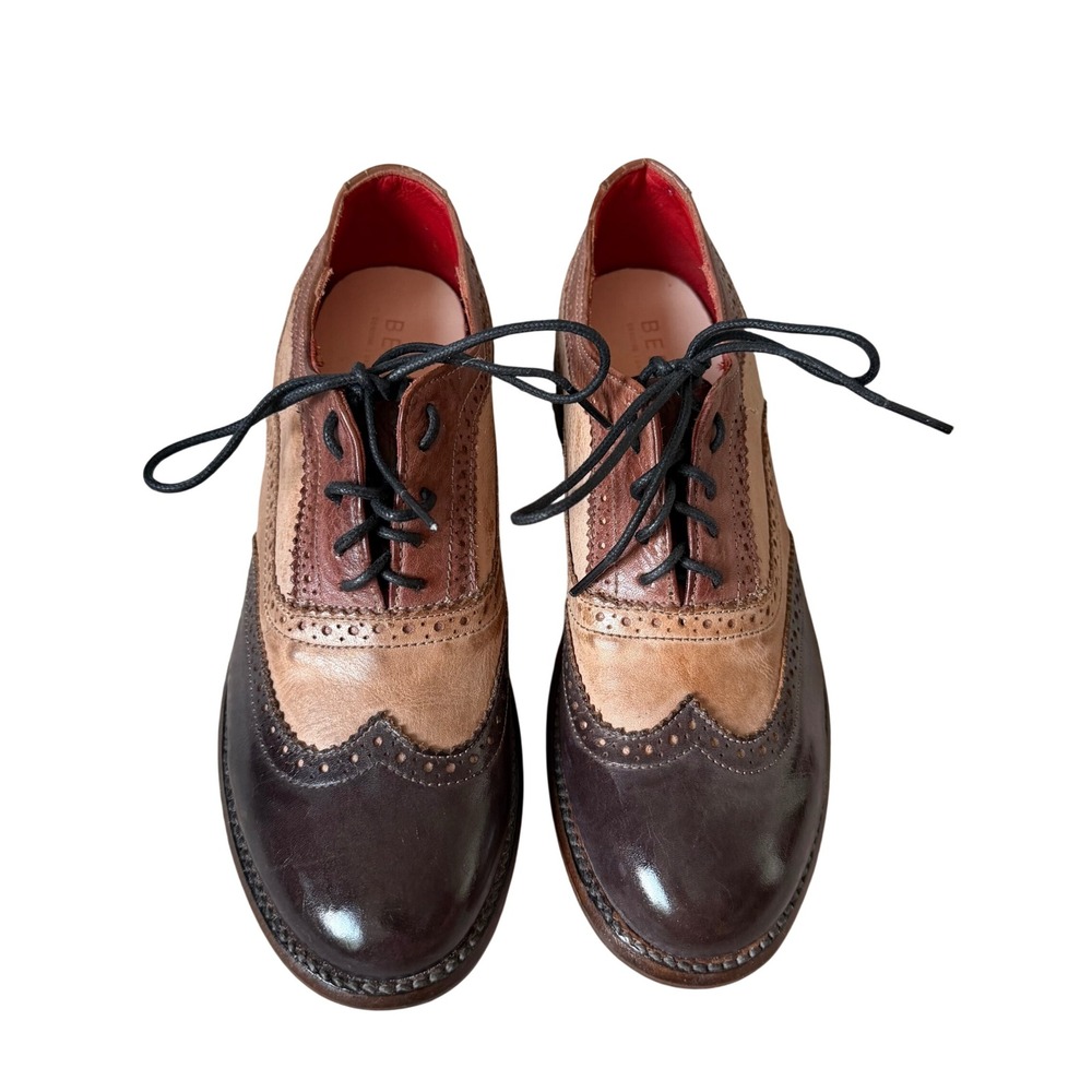 Bed Stu Shoes Lita Oxford Cobbler Leather Wingtip Lace Up Broque Brown 6.5